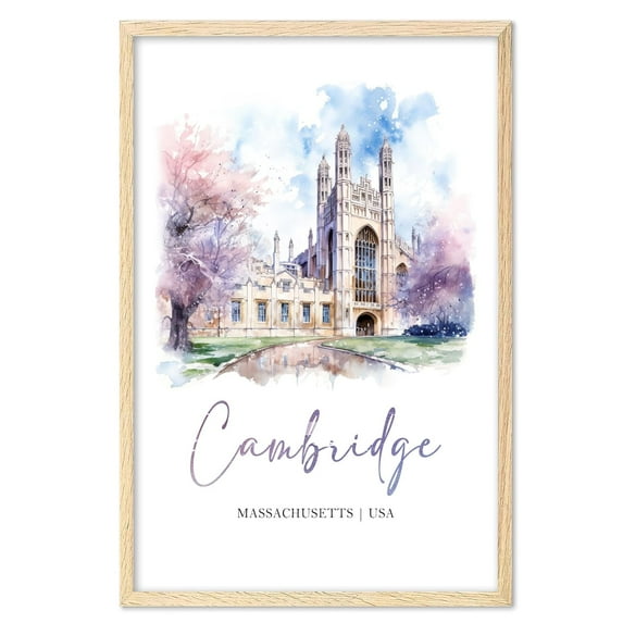 Eastern Print Cambridge Poster Art Print, States Landscape Wall Art Decor, Massachusetts Travel Poster, City Wall Art, Usa Travel Poster, Office Living Room Wall Poster (UNFRAMED) 24x36