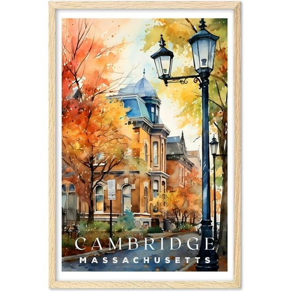 Eastern Print Cambridge Poster, Massachusetts Poster, Cambridge Wall Art, Vintage Travel Posters, City Wall Art, Cambridge Gift, Travel Print (UNFRAMED) 18x24