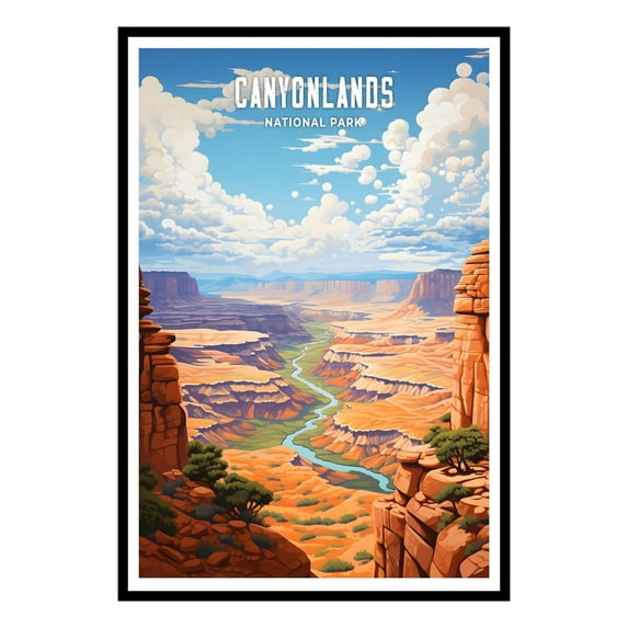 Eastern Print Canyonlands National Park Poster, Vintage Travel Poster, Abstract Nature Landscape Forest Wall Art Pictures for Bedroom Office Living Room (UNFRAMED), 16x24