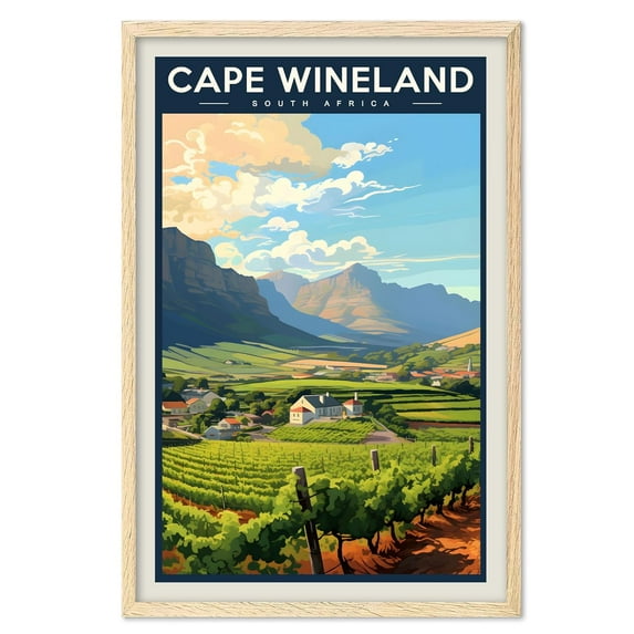 Eastern Print Cape Wineland Poster, Cape Wineland Print, South Africa Poster, South Africa Wall Art, South Africa Gift, Vintage Travel Posters, Travel Print, Travel Gift (UNFRAMED) 16x20