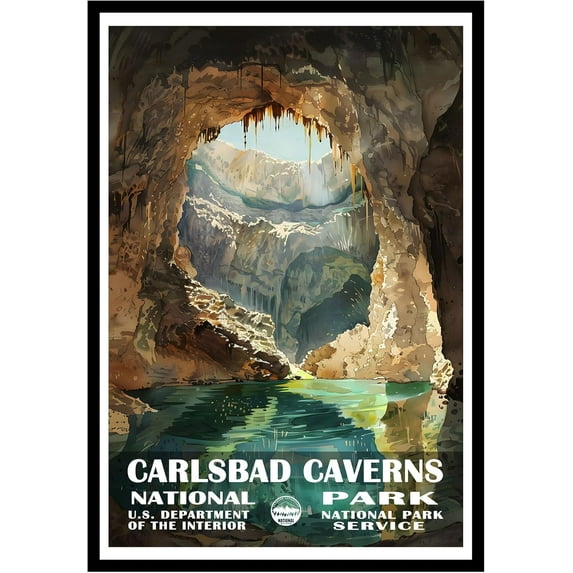 Eastern Print Carlsbad Caverns National Park Wall Art, National Parks Abstract Nature Landscape Forest Wall Art Pictures For Office Living Room (UNFRAMED), 16x24
