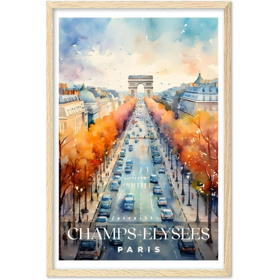Eastern Print Champs-elysees Poster, Paris Poster, Champs-elysees Wall Art, Vintage Travel Posters, City Wall Art, Champs-elysees Gift, Travel Print (UNFRAMED) 18x24
