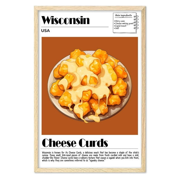 Eastern Print Cheese Curds Poster, Food Wall Art, USA Food Print, Modern Kitchen Wall Art, Kitchen Poster, Cheese Curds Recipe, Wisconsin, Kitchen Posters Wall Decor (Unframed), 24x36
