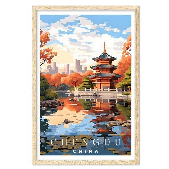 Eastern Print Chengdu Poster, Chengdu Print, China Poster, China Wall Art, China Gift, Vintage Travel Posters, Travel Print, Travel Gift, Housewarming Gift (UNFRAMED) 24x36