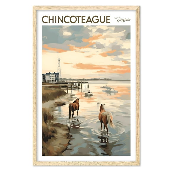 Eastern Print Chincoteague Poster, Virginia Poster, Chincoteague Wall Art, Vintage Travel Posters, City Wall Art, Stonehenge Gift, Travel Print, Travel Gift (UNFRAMED) 18x24