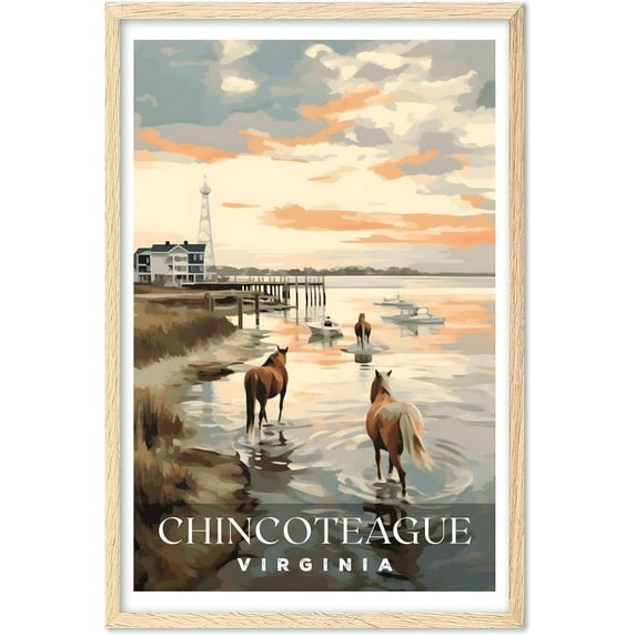 Eastern Print Chincoteague Poster, Virginia Poster, Chincoteague Wall Art, Vintage Travel Posters, City Wall Art, Stonehenge Gift, Travel Print (UNFRAMED) 16x20