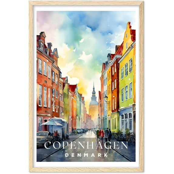 Eastern Print Copenhagen Poster, Denmark Poster, Copenhagen Wall Art, Vintage Travel Posters, City Wall Art, Copenhagen Gift, Travel Print (UNFRAMED) 8x12
