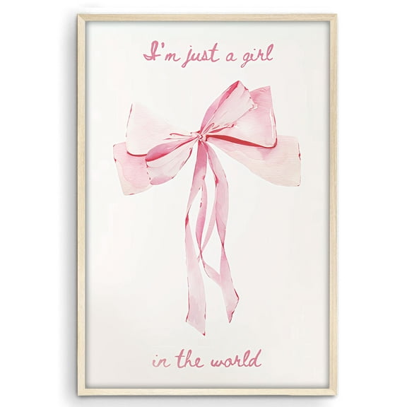 Eastern Print Coquette Art Print, Pink Bow 'I'm Just a Girl' Poster, Teen Aesthetic Room Decor, Size 8x12 UNFRAMED
