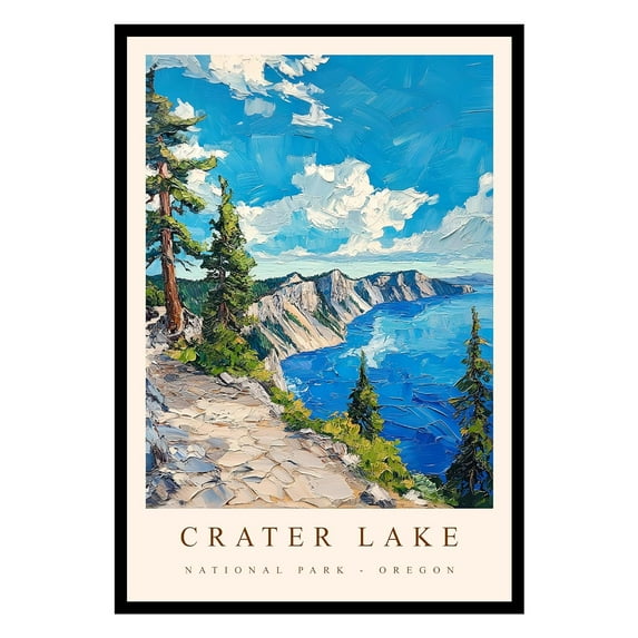 Eastern Print Crater Lake Poster, Crater Lake National Park Poster, Crater Lake Wall Art, National Park Wall Art, National Park Print for Living Room (UNFRAMED), 20x30