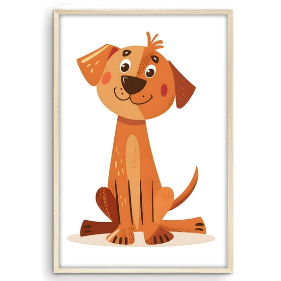 Eastern Print Cute Dog Cartoon Safari Nursery Poster Wall Decor, Colorful Minimal Animal Wall Prints for Baby Room, Bedroom Home Office Classroom Must Have Decoration, UNFRAMED, 11x14