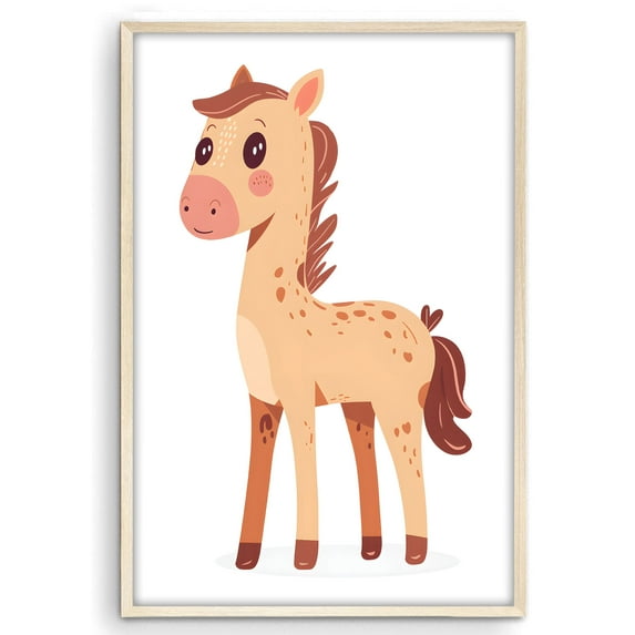Eastern Print Cute Horse Cartoon Safari Nursery Poster Wall Decor, Colorful Minimal Animal Wall Prints for Baby Room, Bedroom Home Office Classroom Must Have Decoration, UNFRAMED, 18x24