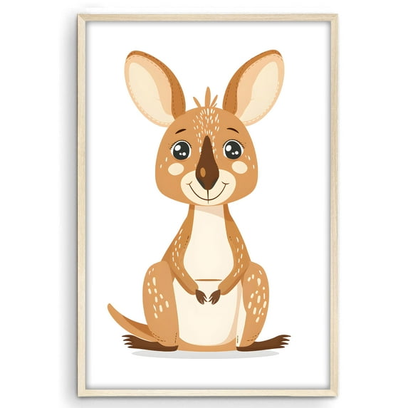 Eastern Print Cute Kangaroo Cartoon Safari Nursery Poster Wall Decor, Colorful Minimal Animal Wall Prints for Baby Room, Bedroom Home Office Classroom Must Have Decoration, UNFRAMED, 11x14