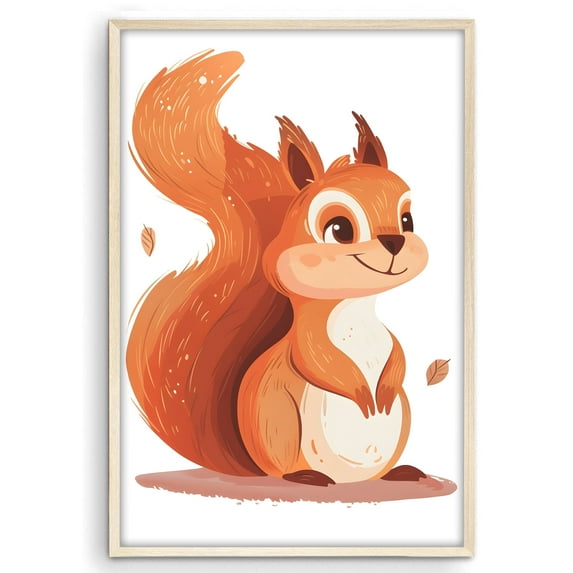 Eastern Print Cute Squirrel Cartoon Safari Nursery Poster Wall Decor, Colorful Minimal Animal Wall Prints for Baby Room, Bedroom Home Office Classroom Must Have Decoration UNFRAMED, 24x36