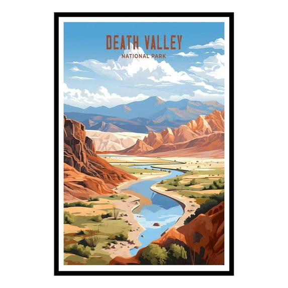 Eastern Print Death Valley National Park Poster, Vintage Travel Poster, Abstract Nature Landscape Forest Wall Art Pictures for Bedroom Office Living Room (UNFRAMED), 16x24