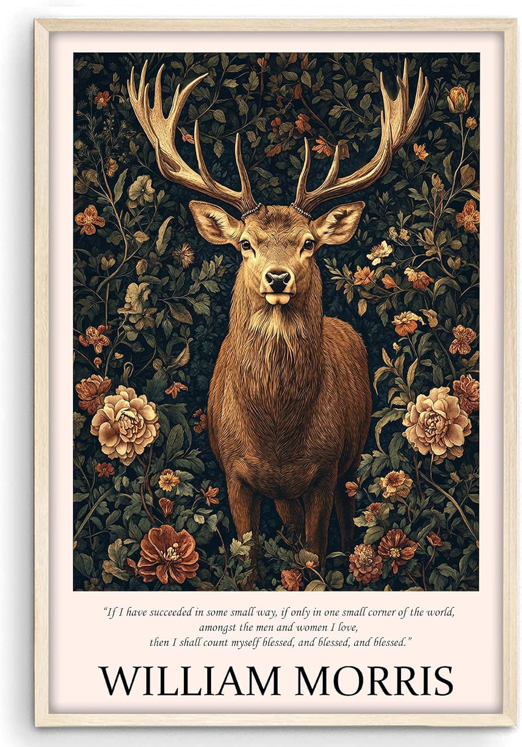 Eastern Print Deer William Morris Art Quote, Floral Paintings Wall ...