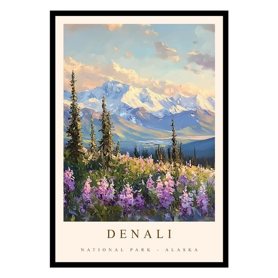 Eastern Print Denali Poster, Denali National Park Poster, Denali Wall Art, National Park Wall Art, National Park Print for Living Room (UNFRAMED), 11x14