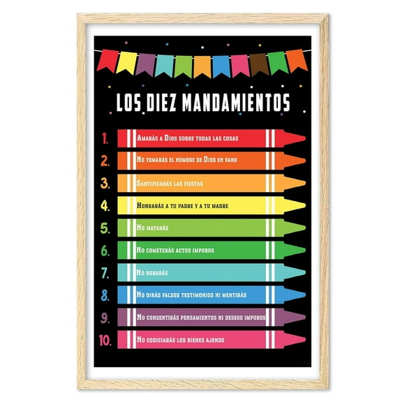 Eastern Print Diez Mandamientos Poster, Spanish Classroom Posters, Preschool Classroom Must Haves, Spanish Classroom Decorations (UNFRAMED), 16x24