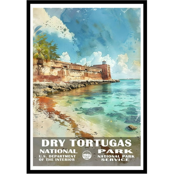 Eastern Print Dry Tortugas National Park Wall Art, National Parks Abstract Nature Landscape Forest Wall Art Pictures For Office Living Room (UNFRAMED), 16x24