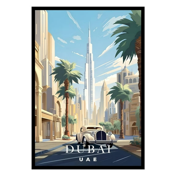 Eastern Print Dubai Poster, UAE Poster, Dubai Wall Art, Vintage Travel Posters, City Wall Art, Travel Print, Travel Home Decor (UNFRAMED) 24x36