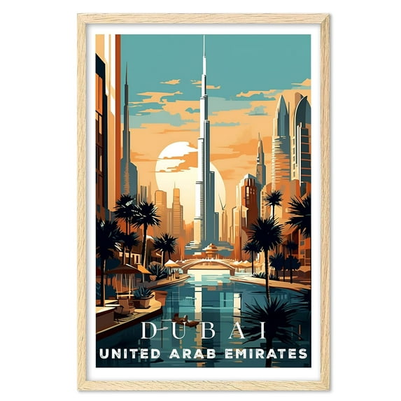 Eastern Print Dubai Poster, United Arab Emirates Poster, Dubai Wall Art, Vintage Travel Posters, Travel Wall Art, City Wall Art, Dubai Gift, Travel Print, Travel Gift (Unframed)