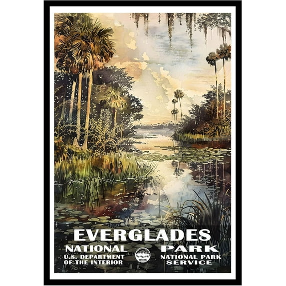 Eastern Print Everglades National Park Wall Art, National Parks Abstract Nature Landscape Forest Wall Art Pictures For Office Living Room (UNFRAMED), 8x12