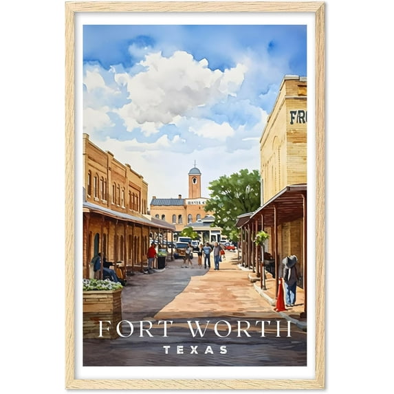 Eastern Print Fort Worth Poster, Texas Poster, Fort Worth Wall Art, Vintage Travel Posters, City Wall Art, Stonehenge Gift, Travel Print (UNFRAMED) 18x24