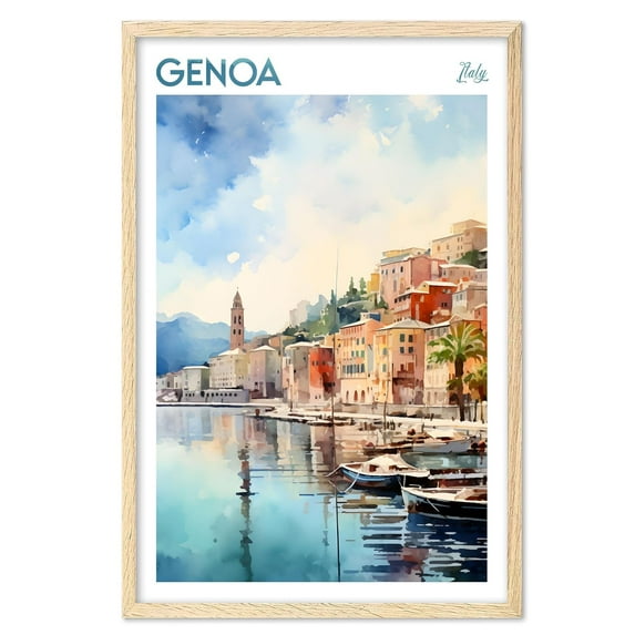 Eastern Print Genoa Poster, Italy Poster, Genoa Wall Art, Vintage Travel Posters, City Wall Art, Stonehenge Gift, Travel Print, Travel Gift (UNFRAMED) 16x20
