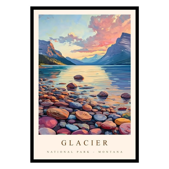 Eastern Print Glacier Poster, Glacier National Park Poster, Glacier Wall Art, National Park Wall Art, National Park Print for Living Room (UNFRAMED), 24x36