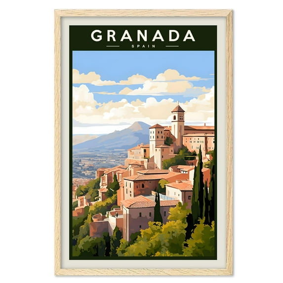 Eastern Print Granada Poster, Granada Print, Spain Poster, Spain Wall Art, Spain Gift, Vintage Travel Posters, Travel Print, Travel Gift, Housewarming Gift (UNFRAMED) 24x36