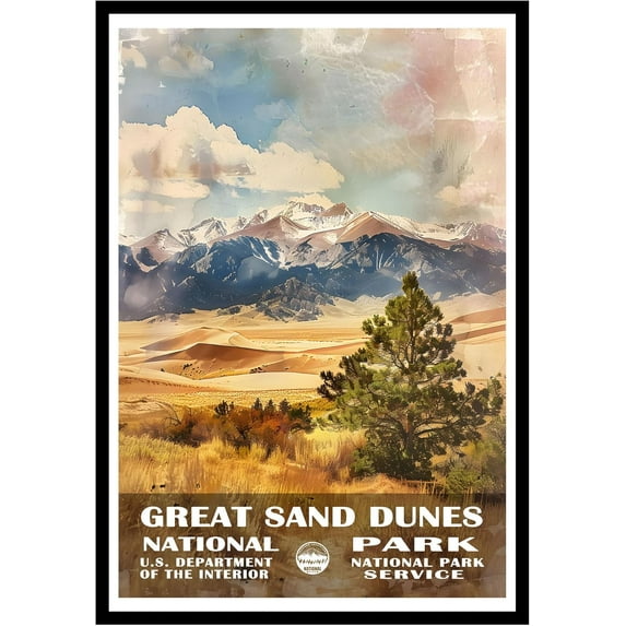 Eastern Print Great Sand Dunes National Park Wall Art, National Parks Abstract Nature Landscape Forest Wall Art Pictures For Office Living Room (UNFRAMED), 16x20