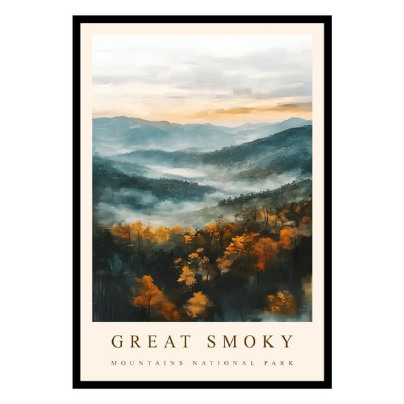 Eastern Print Great Smoky Mountains Poster, National Parks Poster, Great Smoky Mountains Wall Art, National Park Wall Art, National Park Print for Living Room (UNFRAMED), 16x24
