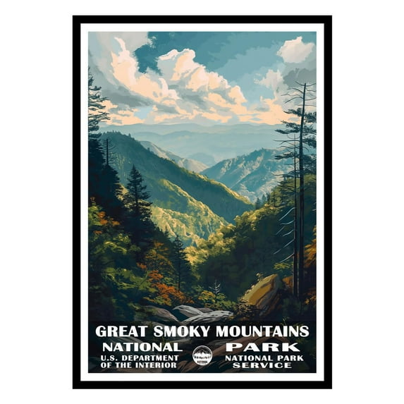 Eastern Print Great Smoky Mountains Poster, National Parks Poster, Great Smoky Mountains Wall Art, National Park Wall Art, National Park Print for Living Room (UNFRAMED), 20x30