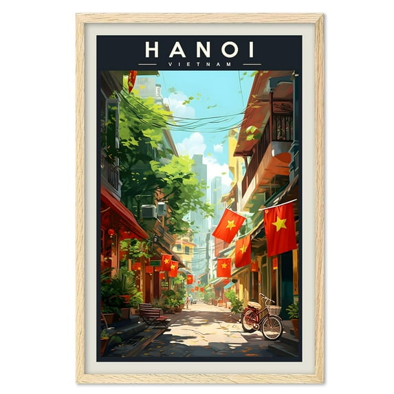 Eastern Print Hanoi Poster, Hanoi Print, Vietnam Poster, Vietnam Wall Art, Vietnam Gift, Vintage Travel Posters, Travel Print, Travel Gift, Housewarming Gift (UNFRAMED) 20x30