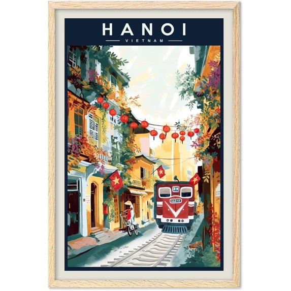 Eastern Print Hanoi Vietnam Art Print, Train street Vietnam, Southeast Asia, Backpacking, Vietnamese Wall Art, Travel Gift, Travel Poster, Housewarming (UNFRAMED), 16x24