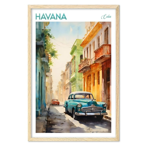 Eastern Print Havana Poster, Cuba Poster, Havana Wall Art, Vintage Travel Posters, City Wall Art, Stonehenge Gift, Travel Print, Travel Gift (UNFRAMED) 16x20