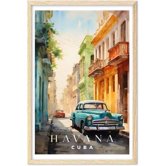 Eastern Print Havana Poster, Cuba Poster, Havana Wall Art, Vintage Travel Posters, City Wall Art, Stonehenge Gift, Travel Print (UNFRAMED) 16x24