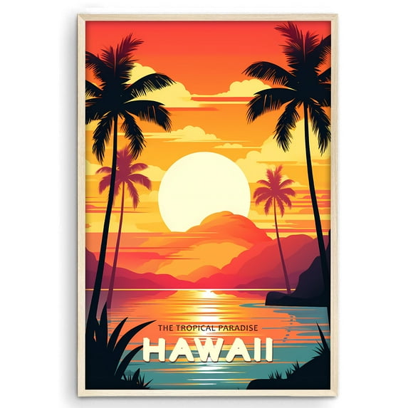 Eastern Print Hawaii Poster, City Prints Wall Decor, Travel Poster, Travel Wall Art Decor, Colorfull Travel Poster Decor For Bedroom, Living room, Home Office, UNFRAMED 12x18