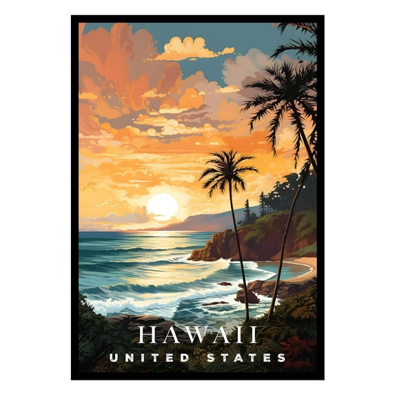 Eastern Print Hawaii Poster, United States Poster, Hawaii Wall Art, Vintage Travel Posters, City Wall Art, Travel Print, Travel Home Decor (UNFRAMED) 8x12