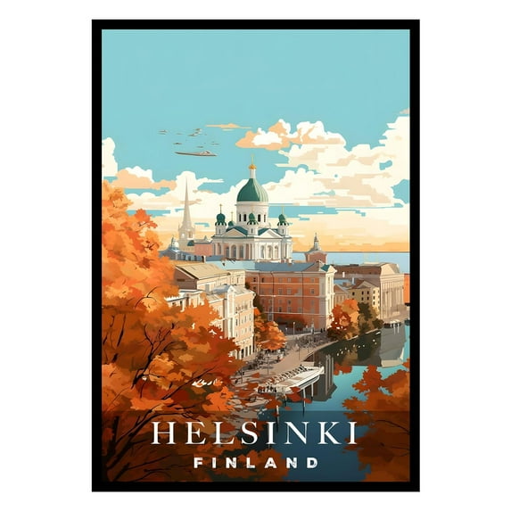 Eastern Print Helsinki Poster, Finland Poster, Helsinki Wall Art, Vintage Travel Posters, City Wall Art, Travel Print, Travel Home Decor (UNFRAMED) 8x12