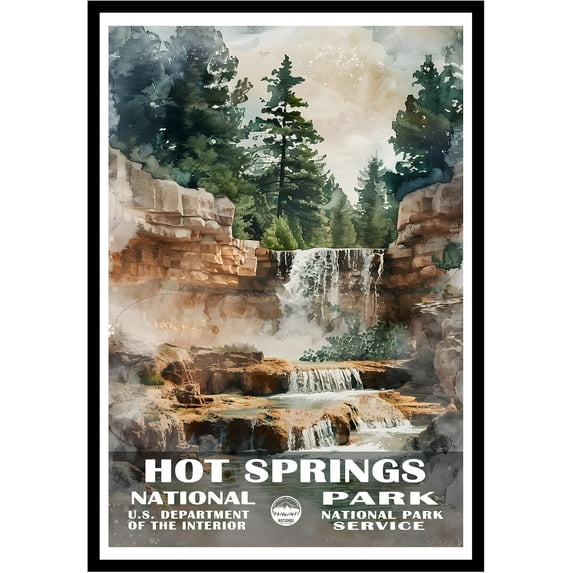 Eastern Print Hot Springs National Park Wall Art, National Parks Abstract Nature Landscape Forest Wall Art Pictures For Office Living Room (UNFRAMED), 8x12