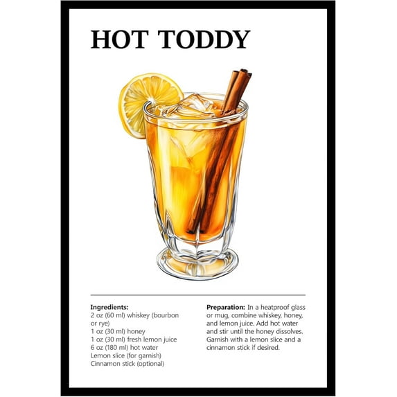 Eastern Print Hot Toddy Wall Art, Colorful Cocktail Wall Art, Bar Trolley Wall Art, Vintage Cocktail Poster, Love of Wine, Love of Cocktails, Colorful Boho Wall Art, Cocktail Poster (UNFRAMED)