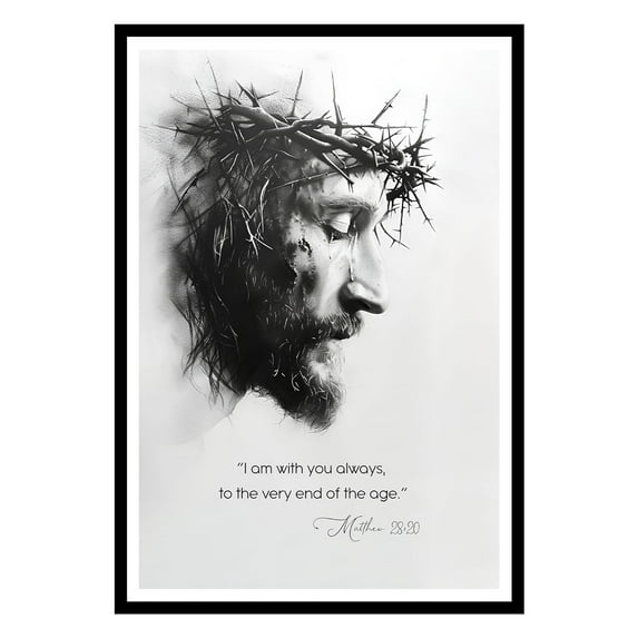 Eastern Print I Am With You Always - Matthew 28:20 Wall Art, Christian Wall Art, Modern Bible Quote, Bible Posters, Pencil Sketch, Christian Gift Home Decor Wall (UNFRAMED), 18x24