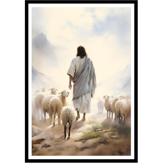 Eastern Print Jesus And Lamb Christian Wall Art, Jesus Portrait, Bible Posters, Religious Wall Art, Christian Home Decor, Artwork God Pictures For Living Room (UNFRAMED)., 8x12