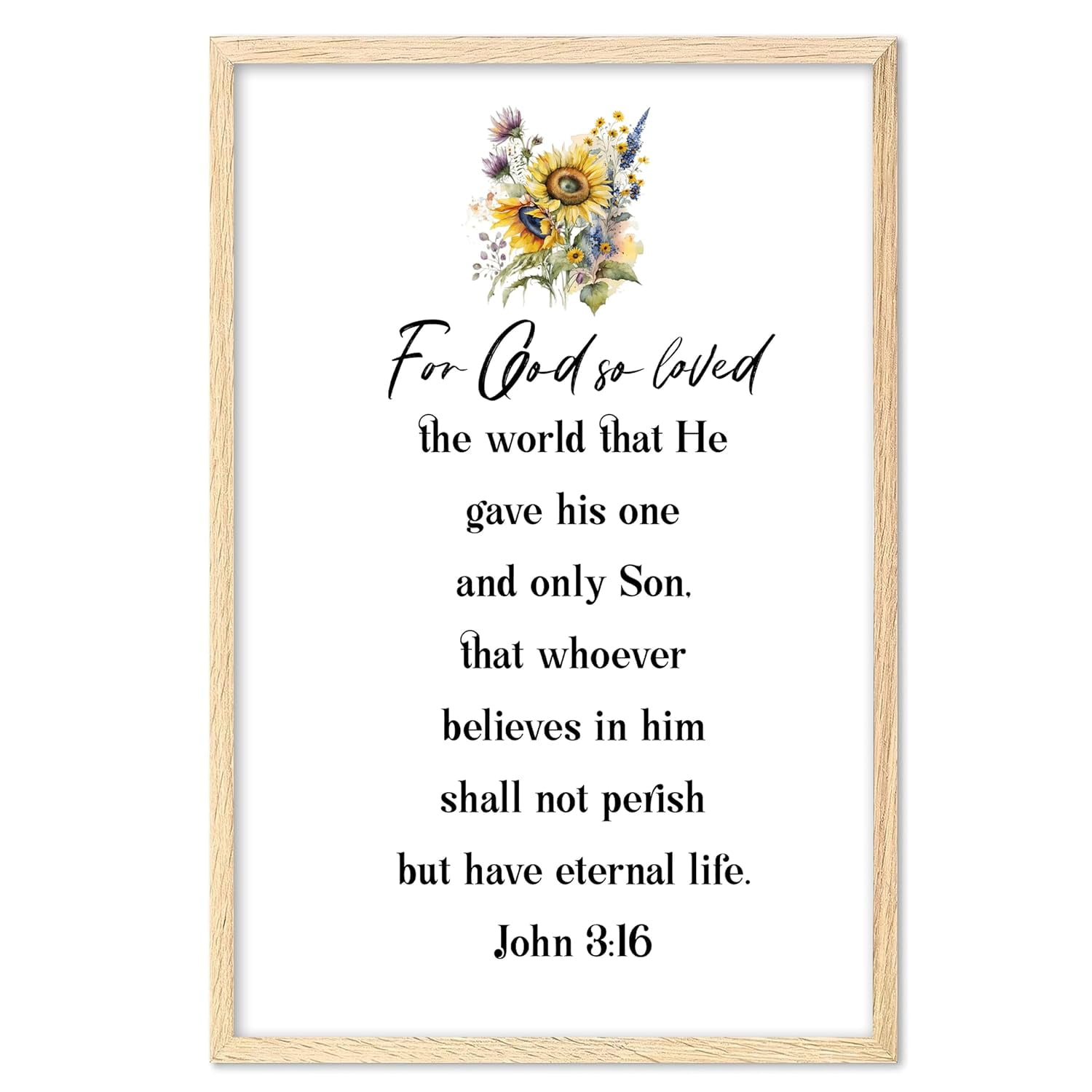 Eastern Print John 3:16, For God So Loved The World, Scripture Wall Art, Wildflower Wall Decor ...