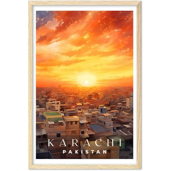 Eastern Print Karachi Poster, Pakistan Poster, Karachi Wall Art, Vintage Travel Posters, City Wall Art, Stonehenge Gift, Travel Print (UNFRAMED) 16x24