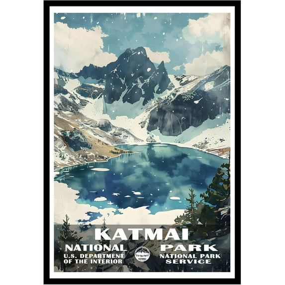 Eastern Print Katmai National Park Wall Art, National Parks Abstract Nature Landscape Forest Wall Art Pictures For Office Living Room (UNFRAMED), 11x14
