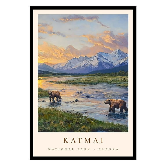 Eastern Print Katmai Poster, Katmai National Parks Poster, Katmai Wall Art, National Park Wall Art, National Park Print for Living Room (UNFRAMED), 20x30