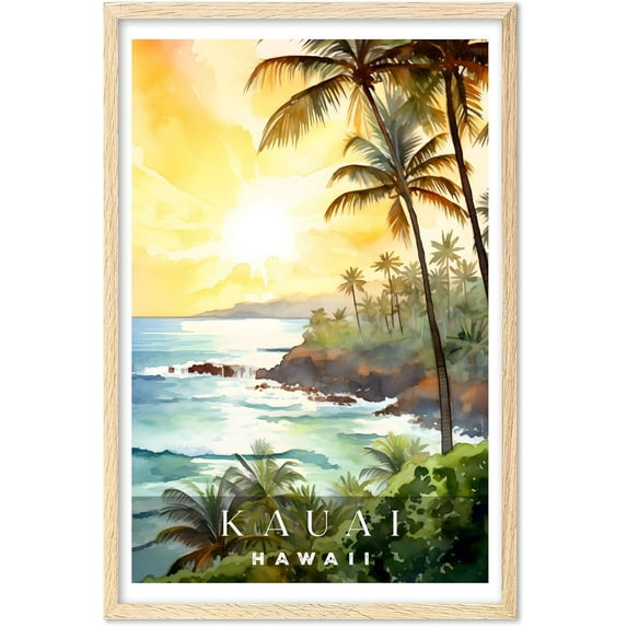 Eastern Print Kauai Poster, Hawaii Poster, Kauai Wall Art, Vintage Travel Posters, City Wall Art, Stonehenge Gift, Travel Print (UNFRAMED) 20x30