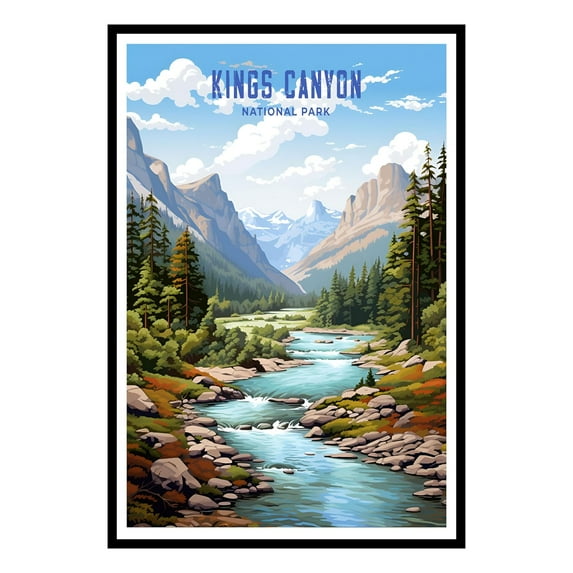 Eastern Print Kings Canyon National Park Poster, Vintage Travel Poster, Abstract Nature Landscape Forest Wall Art Pictures for Bedroom Office Living Room (UNFRAMED), 16x24