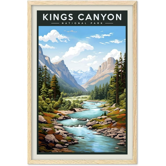 Eastern Print Kings Canyon National Park Poster, Vintage Travel Poster, Abstract Nature Landscape Forest Wall Art Pictures for Bedroom Office Living Room (UNFRAMED), 12x18
